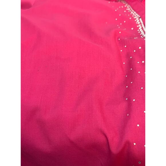 VTG R&B California 2 Piece T-Shirt Blouse Set XL Pink Rhinestone Bling Western - Picture 12 of 14